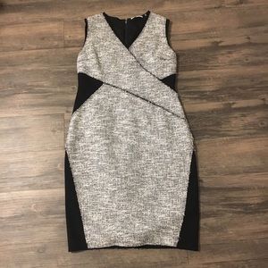 T Tahari Black/Grey Formal Work Dress